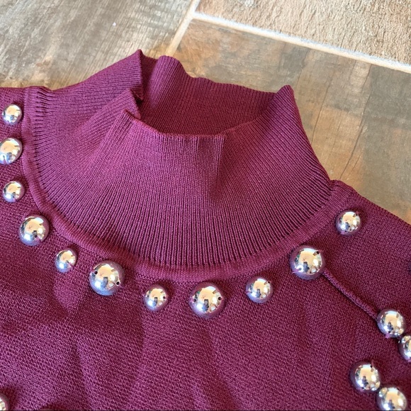 ✨ NWT I.N.C Burgundy Studded Mock Neck Dress - Picture 8 of 11